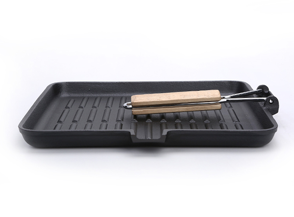 portable cast iron grill pan with foldable handle