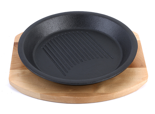 Pre-seasoned custom round cookware sizzling plate frying pan