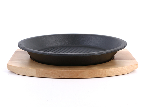 Pre-seasoned custom round cookware sizzling plate frying pan