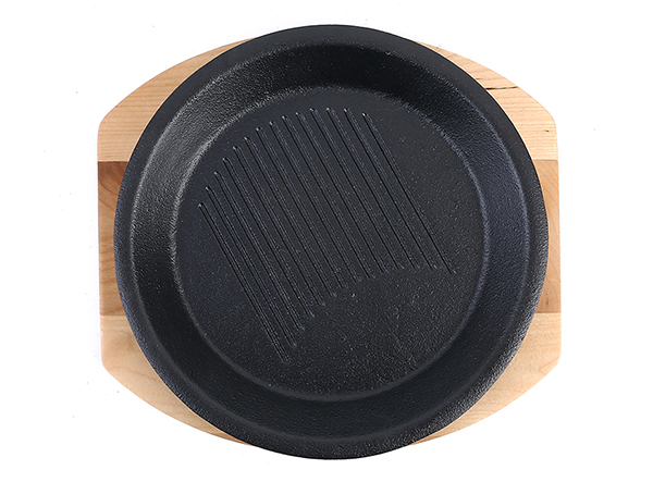 Pre-seasoned custom round cookware sizzling plate frying pan
