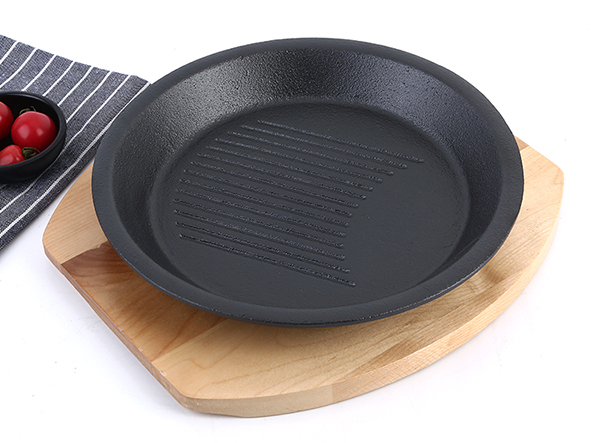 Pre-seasoned custom round cookware sizzling plate frying pan