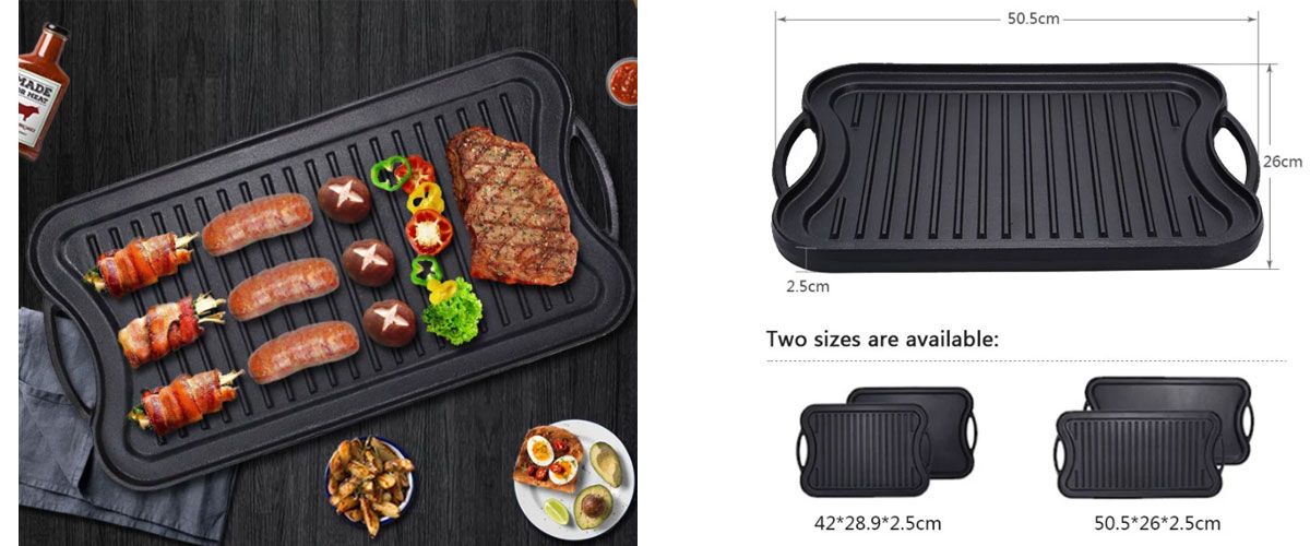 Dropship Cast Iron Grill Pan 12.6 Inch Pre-Seasoned Cast Iron Griddle Pan  Dual Handles Cast Iron Skillets For BBQ Round Cast Iron Griddle For Any  Stove Top And All Cooking Tops to