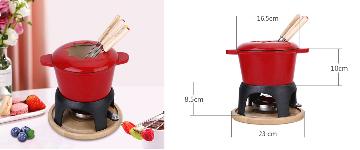 Cheap Mini Cast Iron Chocolate Cheese Fondue Pot Set