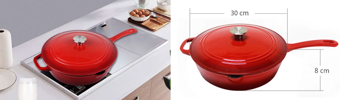 Amazon Solution Kitchen Cast Iron Stew Pot Chicken Fryer Sauce Pan Deep Saucepan