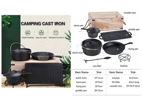 Outdoor Camping Cast Iron Cookware Set