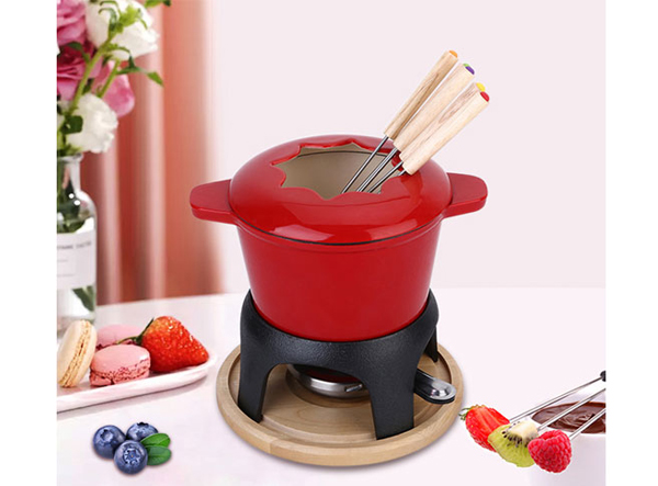 Cast Iron Chocolate Cheese Fondue Pot Set