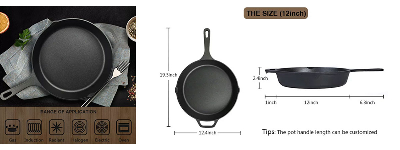 12 Inches Cast Iron Frying Pan