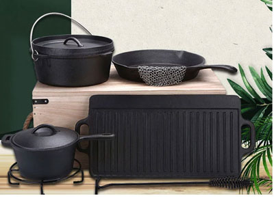 Sarchi Cast Iron Cookware Set In Wooden Box