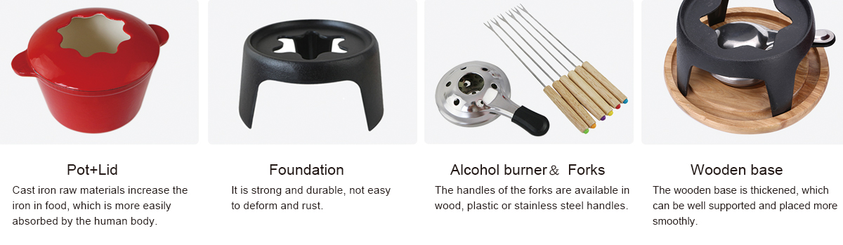 Cheap Mini Cast Iron Chocolate Cheese Fondue Pot Set