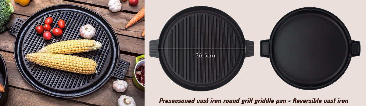 cast iron round grill pan griddle plate