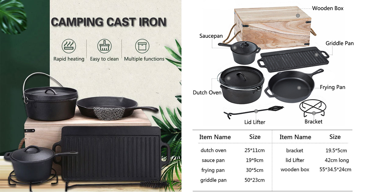 Cast Iron Outdoor Cooking Set, Outdoor Cast Iron Cooking Set