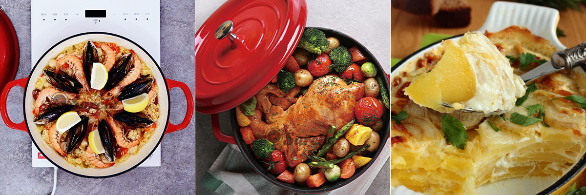 Enamel Cast Iron Cookware Thermal Casserole Dish with Round Loop Handle