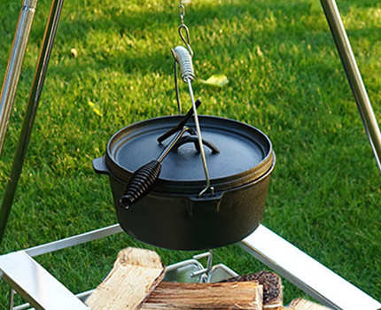 Camping Cast Iron Flat Bottom Dutch Oven