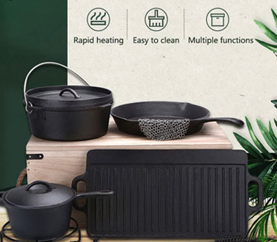 Sarchi Cast Iron Cookware Set In Wooden Box