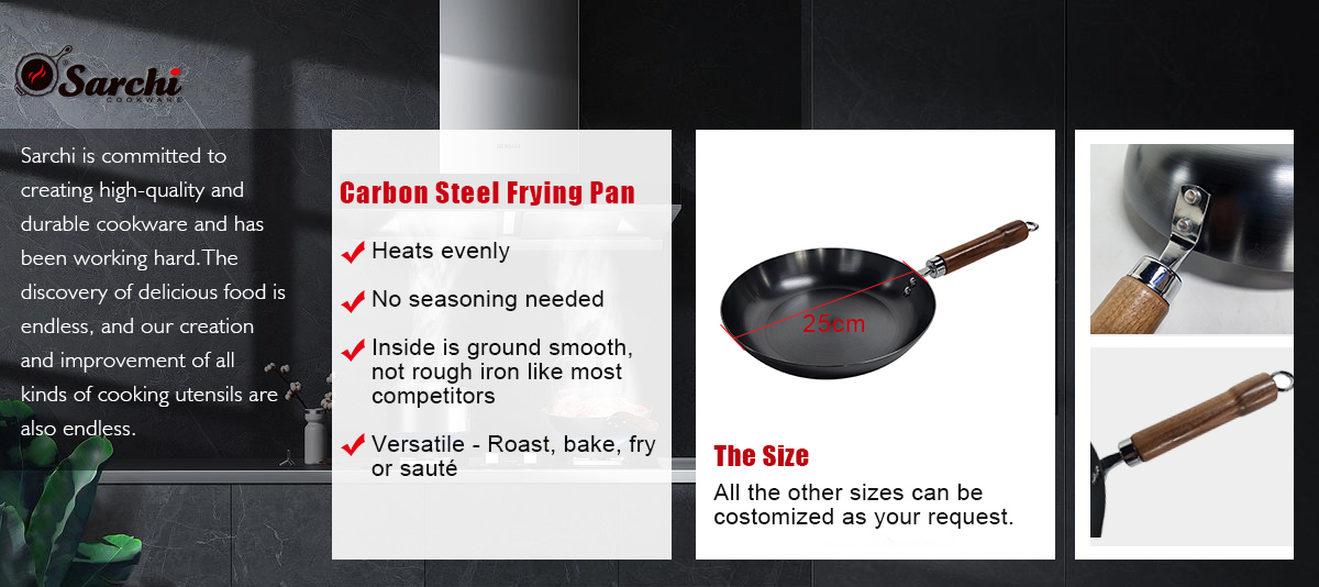 10 Inch 11 Inch Naturally Nonstick Skillet Anti-Rust Carbon Steel Frying Pan