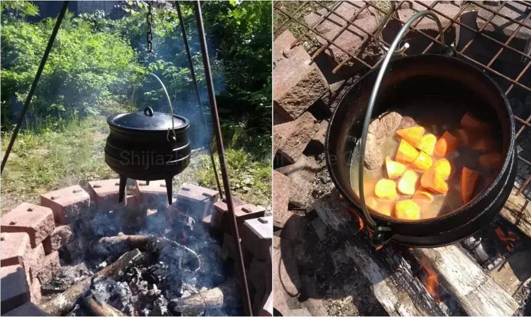 Camping Picnic Cast Iron South African Pot With Lid