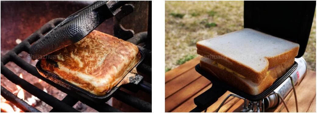 Double Pie Iron Sandwich Maker for Camping, Cast Iron Campfire Pie