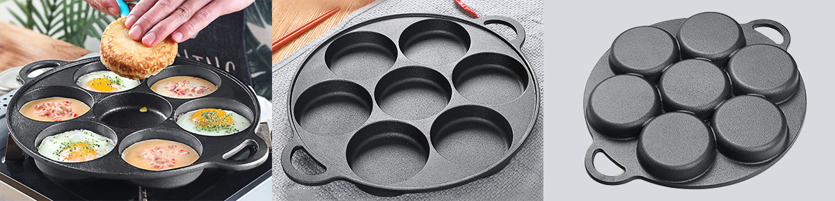 7 Holes Pre-Seasoned Cookware Cupcake Mold Poffertjes Pan Cast