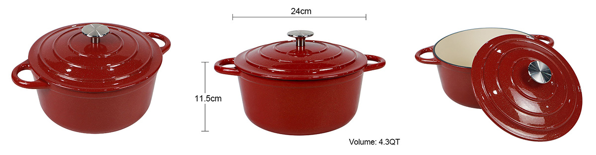 Cast Iron glitter Enamel Cookware Cooking Soup Pot casserole