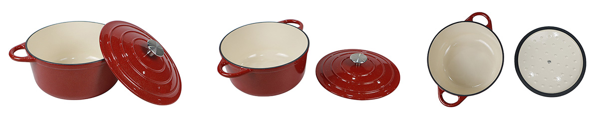 Cast Iron glitter Enamel Cookware Cooking Soup Pot casserole