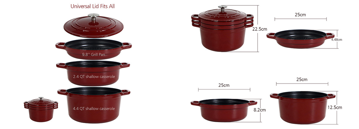 4-Piece Enameled Cast Iron Stackable Cookware Set