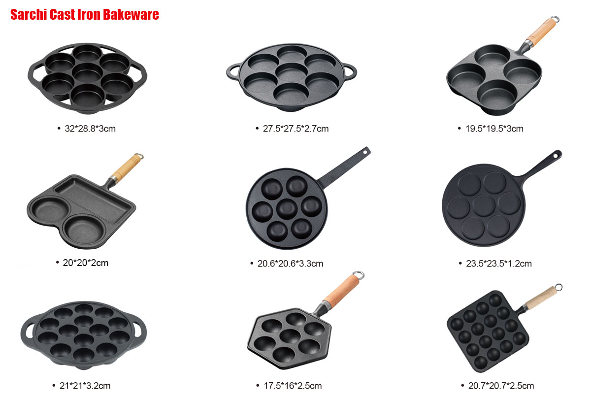 Camping or Indoor Cake Cupcake Mold Poffertjes Pan Cast Iron Muffin Pan for Baking Biscuit