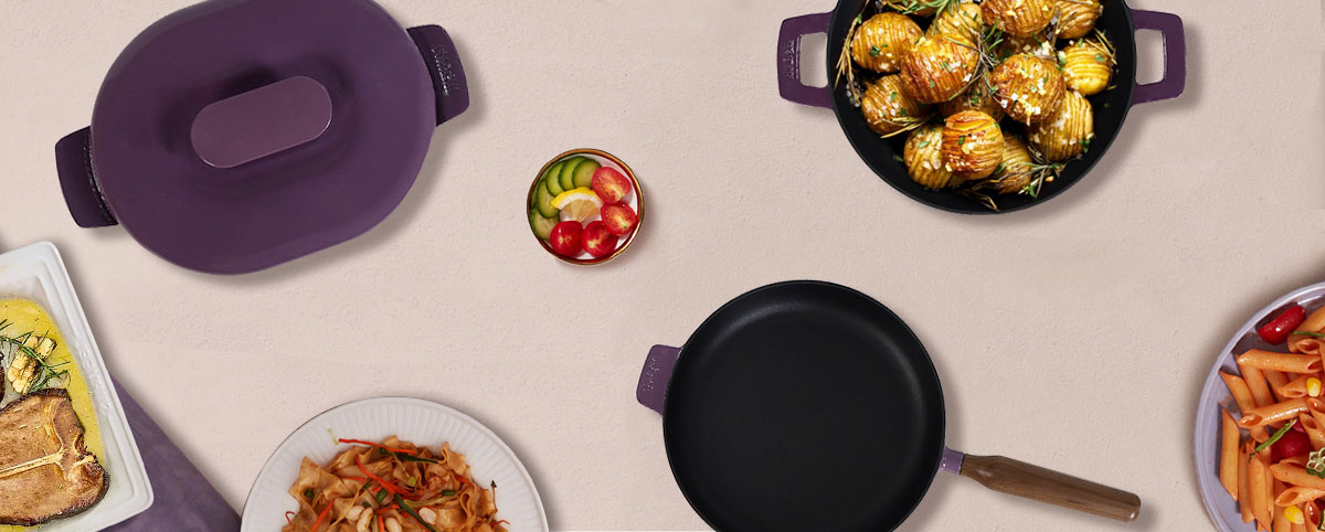 New Noble Purple Enameled Cast iron Cookware Set