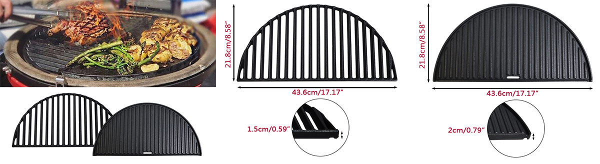 17" Half Moon Cast Iron Reversible Griddle