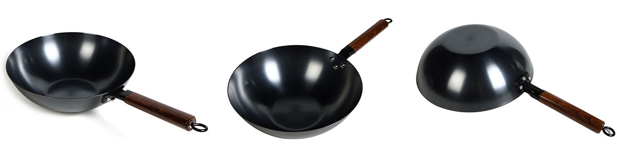 Nonstick Lightweight Rustproof Carbon Steel Wok with Wooden Handle