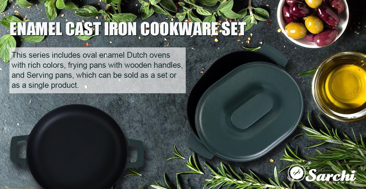 3 piece cast iron enamel cookware set