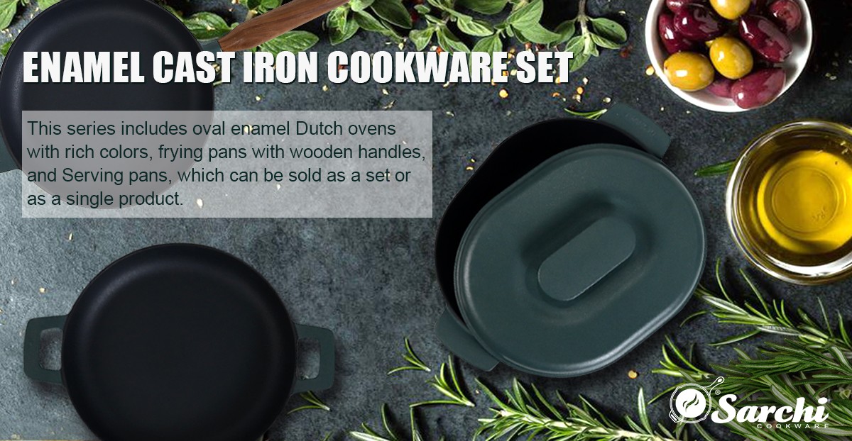3 piece cast iron enamel cookware set