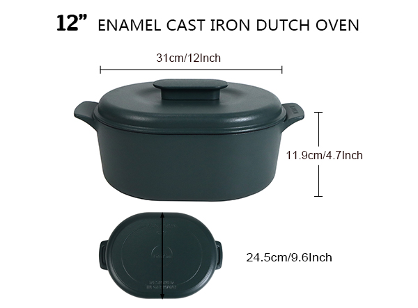 6.3-Quart oval cast iron saucepan