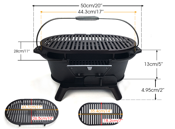 Small outdoor cast iron hibachi grill
