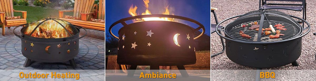 Round 32 Inch Wood Burning Steel Firepit Bowl for Patio