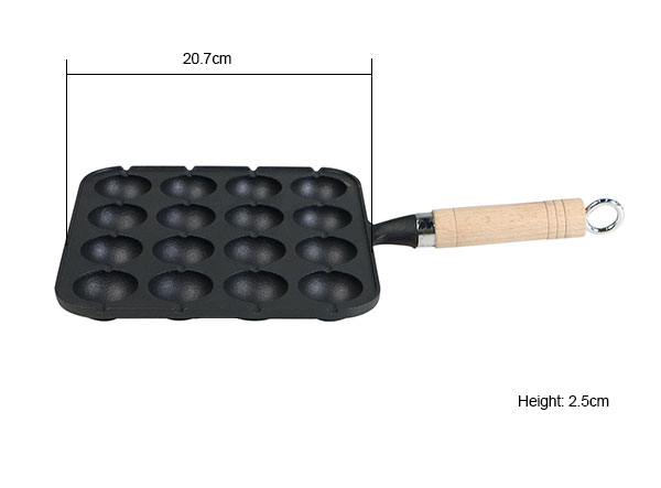 Pre-Seasoned 16 Holes Non-stick Cast Iron Aebleskiver Pan