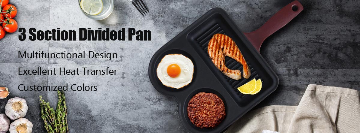 Matte Enamel Cast Iron 3-in-1 Section Divided Pan