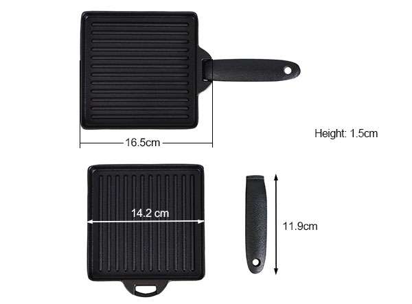 Portable 2pcs Cast Iron Camping Skillet Set with Detachable Handles