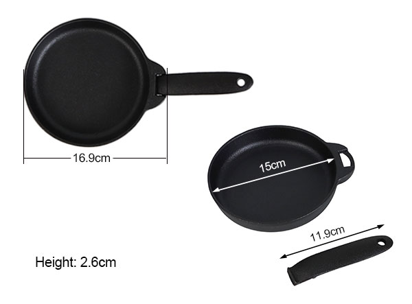 Portable 2pcs Cast Iron Camping Skillet Set with Detachable Handles