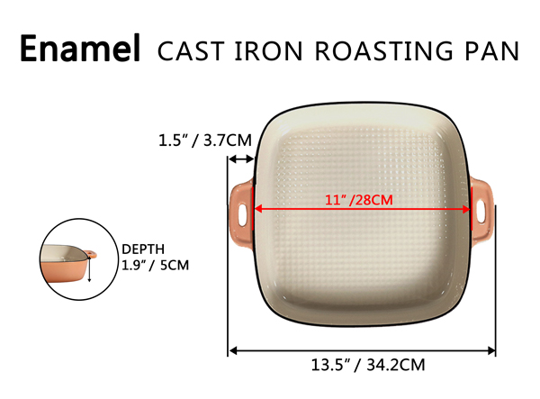 Classic Enameled Cast Iron 11-Inch Roasting Lasagna Pan