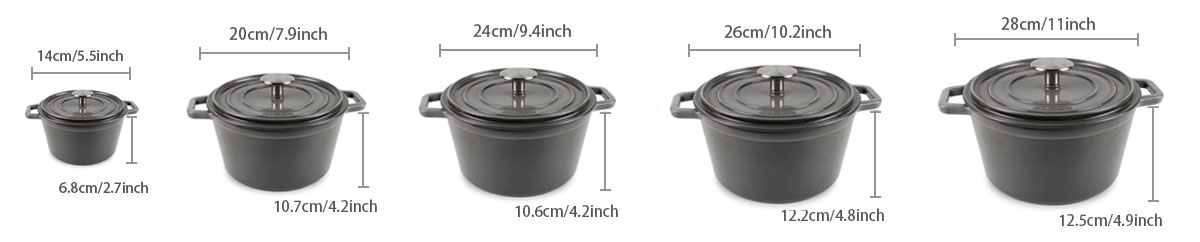 High-end mirror Enameled Cast Iron Covered Round Dutch Oven