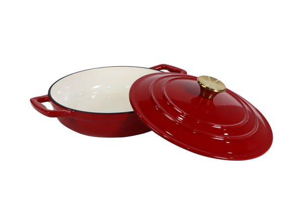Cast Iron Enamel Casserole Cookware Soup and Stock Shallow Seafood Cooking Pot
