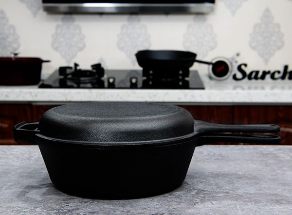 2 in 1 Pre-Seasoned Cast Iron Combo Cooker Deep Pan for Sale