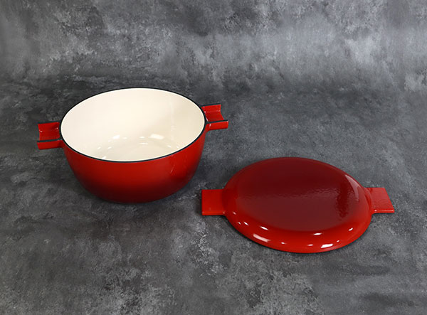 Enamel Cast Iron Double Dutch Oven with Fry Pan Lid