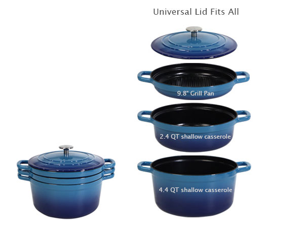 4-Piece Enameled Cast Iron Stackable Cookware Set