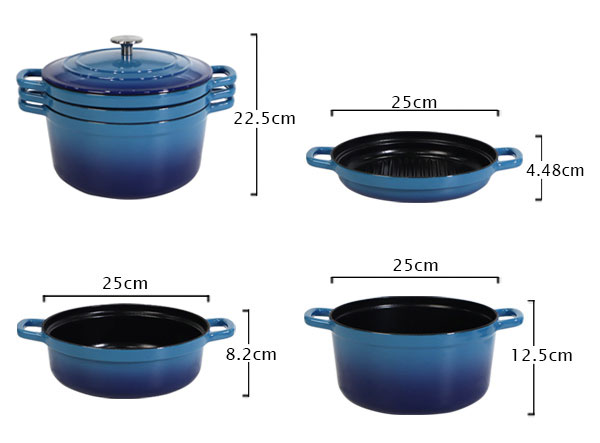 4-Piece Enameled Cast Iron Stackable Cookware Set
