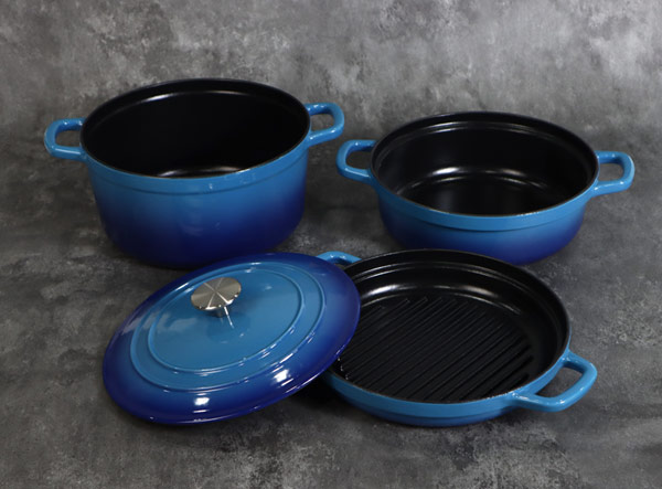 4-Piece Enameled Cast Iron Stackable Cookware Set