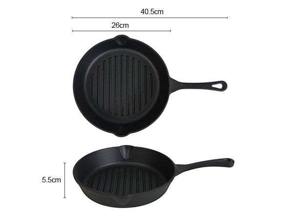 Sarchi 10" Round Pre-Seasoned Cast Iron Grill Pan