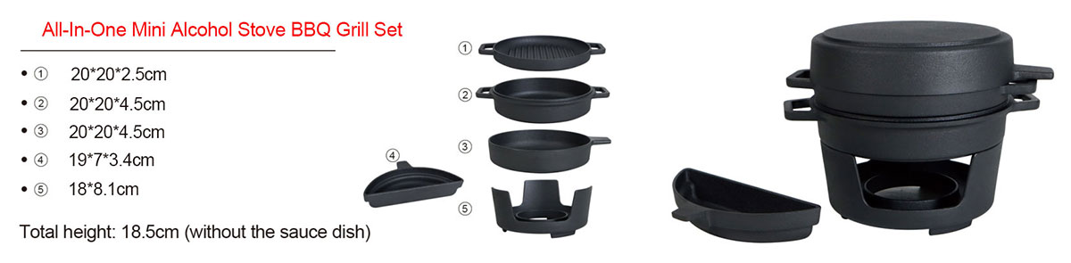 Outdoor All-In-One BBQ Grill Mini Alcohol Stove Barbecue Grill Set