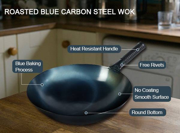 Lightweight Household Beijing Wok Anti-rust Blue Carbon Steel Wok