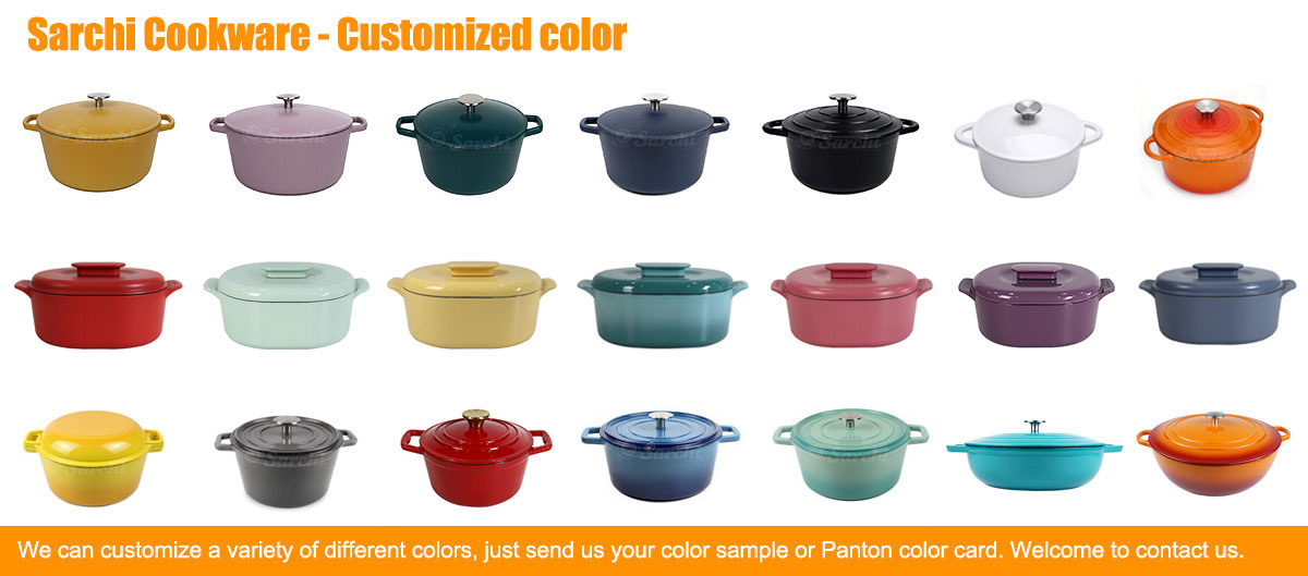High-end mirror Enameled Cast Iron Covered Round Dutch Oven